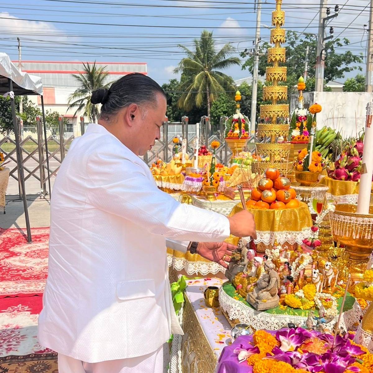 บวงสรวงศาลพระพรหมเจ้าที่ บริษัท ทาเคดะ โมริยาสุ  ระยอง